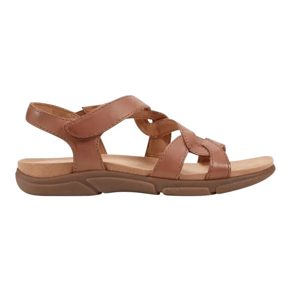 Easy Spirit Women's Minny Leather Round Toe Flat Sandals Brown Size 10